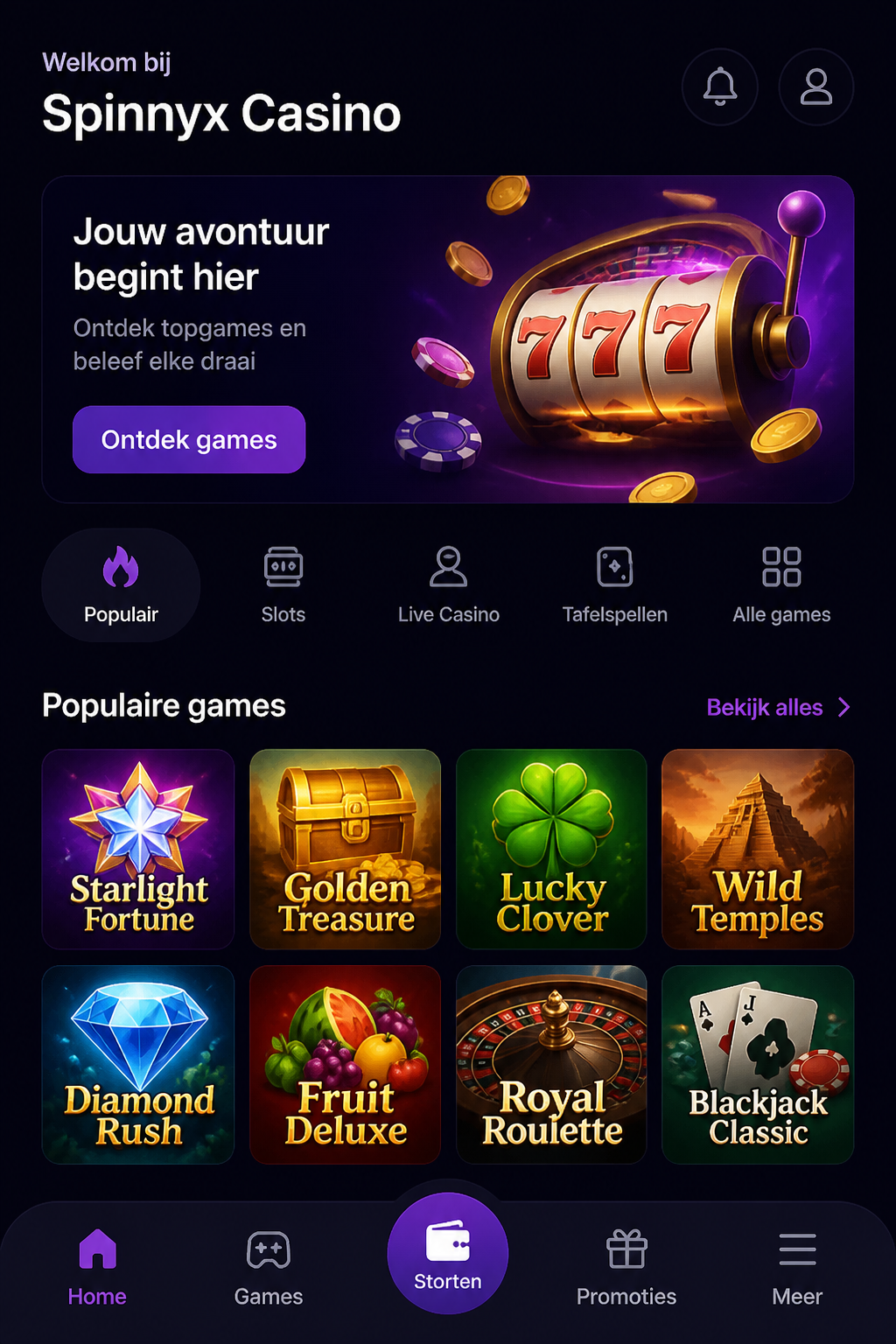 Spinnyx Casino screen 1